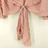 ザラ ZARA CZERWONA BLUZKA W PASKI TOP PLISOWANY RĘKAW PAS KOKARDKOWY レディース import:M