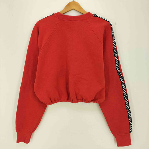 フルーツオブザルーム FRUIT OF THE LOOM 90s USA製 袖チェッカー ラグラン クロップドスウェット レディース import:XL