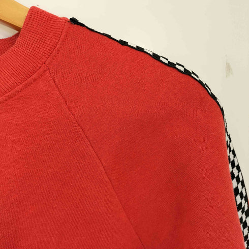 フルーツオブザルーム FRUIT OF THE LOOM 90s USA製 袖チェッカー ラグラン クロップドスウェット レディース import:XL