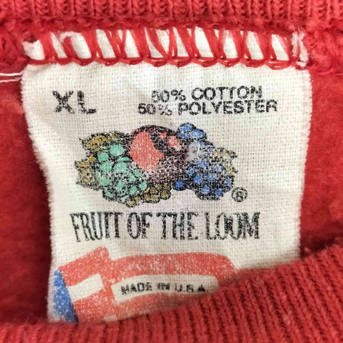 フルーツオブザルーム FRUIT OF THE LOOM 90s USA製 袖チェッカー ラグラン クロップドスウェット レディース import:XL