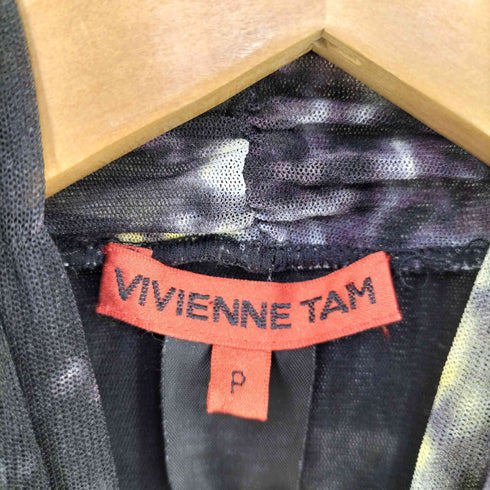 ヴィヴィアンタム VIVIENNE TAM 総柄 ギャザータートルネック パワーネット レディース P