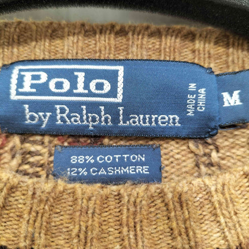 ポロバイラルフローレン Polo by RALPH LAUREN カシミヤ混くるみボタンポケット エルボパッチニットセーター メンズ M