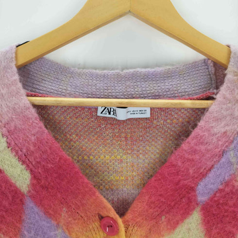 ザラ ZARA アーガイル シャギーカーディガン レディース JPN:S
