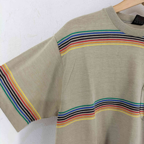 キャンパス CAMPUS MADE IN USA マルチボーダー 片ポケ クルーネックTシャツ メンズ import:L