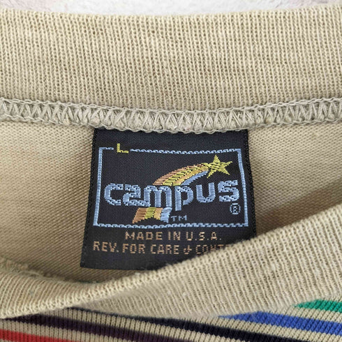 キャンパス CAMPUS MADE IN USA マルチボーダー 片ポケ クルーネックTシャツ メンズ import:L