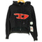 ディーゼル DIESEL ビック ロゴ ワッペン ドローコード フーディー クロップド プルオーバー パーカー レディース import:XS