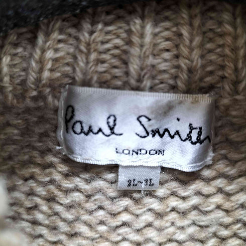 ポールスミスロンドン Paul Smith LONDON ジップアップ ケーブルニットドライバーズニット メンズ 2L-3L
