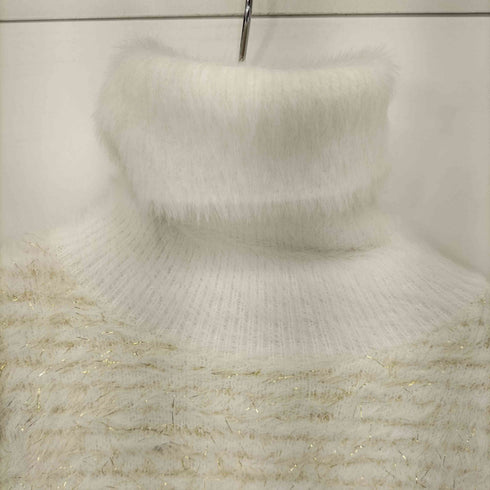 ザラ ZARA フリルハイネック ラメニット レディース import:M