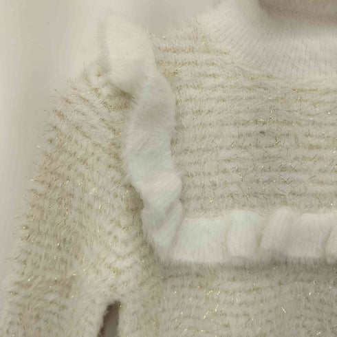 ザラ ZARA フリルハイネック ラメニット レディース import:M