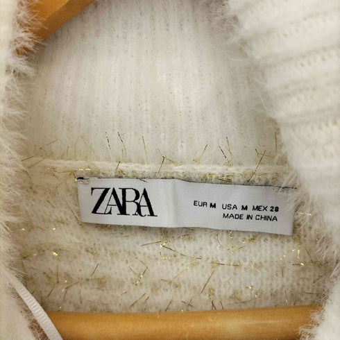 ザラ ZARA フリルハイネック ラメニット レディース import:M