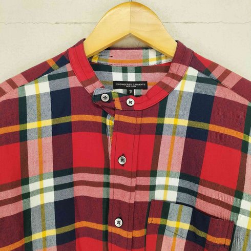 エンジニアードガーメンツ Engineered Garments チンスト付き チェック柄ハーフボタンロングネルシャツ グランパシャツ メンズ S