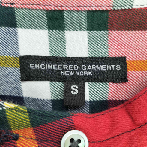 エンジニアードガーメンツ Engineered Garments チンスト付き チェック柄ハーフボタンロングネルシャツ グランパシャツ メンズ S