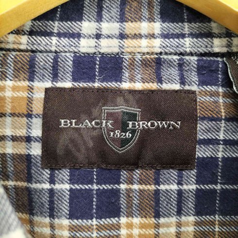 BLACK BROWN バングラディシュ製 フランネルチェック 長袖シャツ メンズ JPN:XL