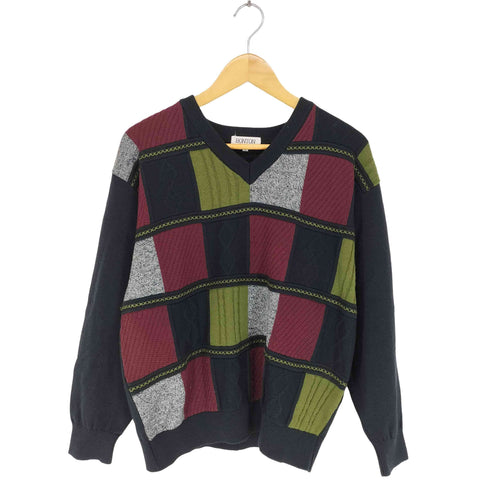BONTON フロントパッチデザイン Vネック ウールニット セーター メンズ JPN:L