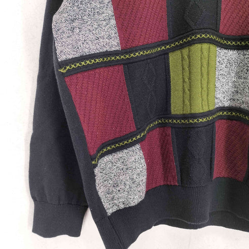 BONTON フロントパッチデザイン Vネック ウールニット セーター メンズ JPN:L