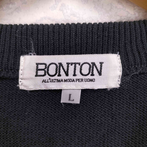 BONTON フロントパッチデザイン Vネック ウールニット セーター メンズ JPN:L