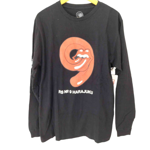 RS NO9 HARAJUKU リップ&タン グラフィックプリント クルーネック 長袖Tシャツ メンズ JPN:L