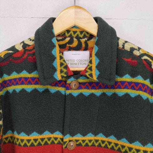 ユナイテッドカラーズオブベネトン UNITED COLORS OF BENETTON 80S~ MADE IN ITALY ネイティブ柄メルトンカバーオール メンズ