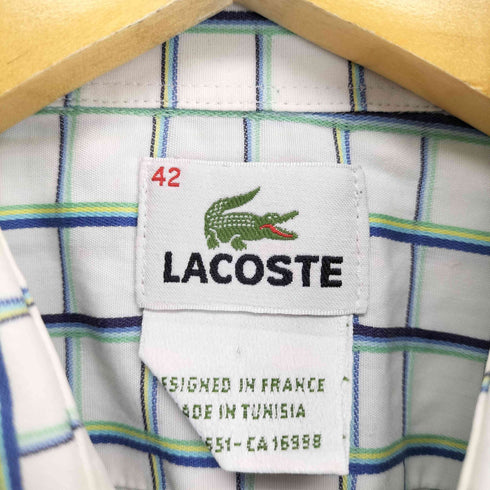 ラコステ LACOSTE 襟芯 格子柄 レギュラーカラー 長袖シャツ メンズ JPN:42