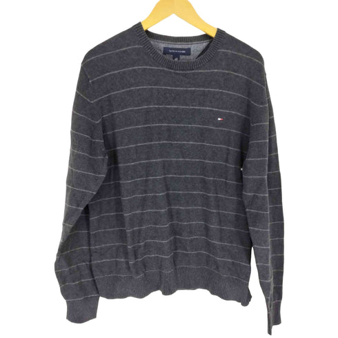 トミーヒルフィガー TOMMY HILFIGER ワンポイント刺繍 ボーダー柄 コットンニット セーター メンズ JPN:L