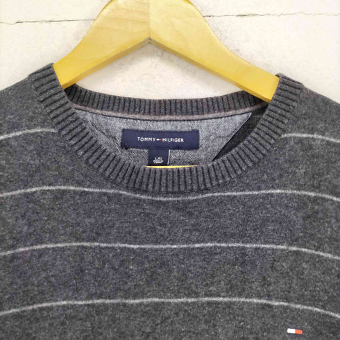 トミーヒルフィガー TOMMY HILFIGER ワンポイント刺繍 ボーダー柄 コットンニット セーター メンズ JPN:L
