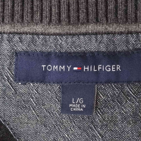 トミーヒルフィガー TOMMY HILFIGER ワンポイント刺繍 ボーダー柄 コットンニット セーター メンズ JPN:L