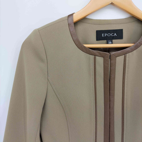 エポカ Epoca 素材切替 ノーカラー ジャケット レディース 38