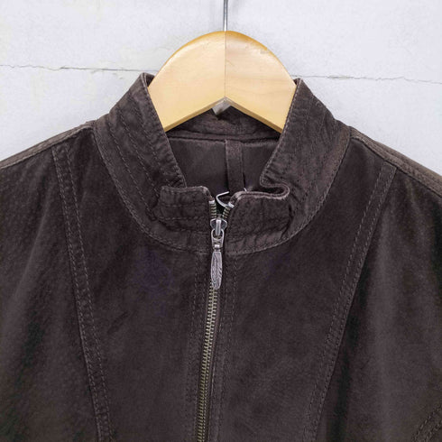 エディーバウアー Eddie Bauer スタンドカラー ジップアップ ピッグレザージャケット レディース JPN:M