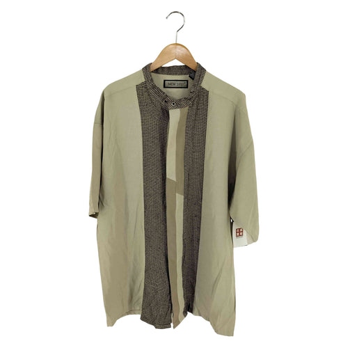 NEW STEP レーヨン混 S/Sノーカラーデザインシャツ メンズ JPN:XL