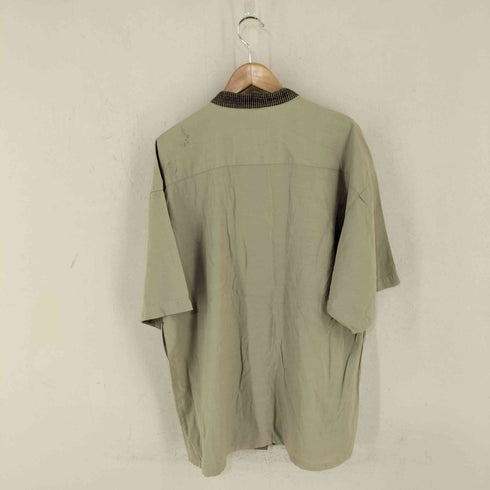 NEW STEP レーヨン混 S/Sノーカラーデザインシャツ メンズ JPN:XL
