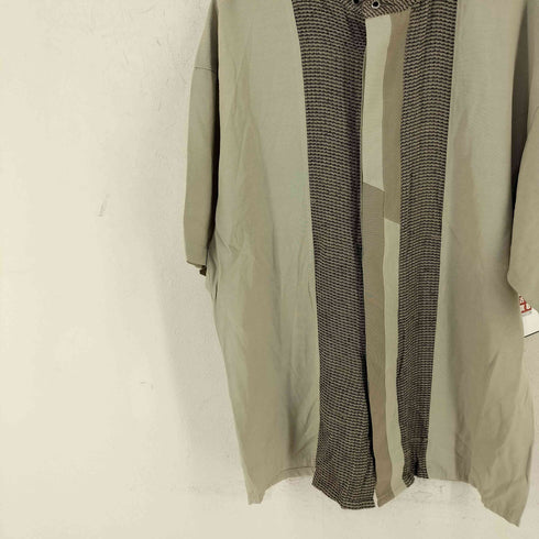 NEW STEP レーヨン混 S/Sノーカラーデザインシャツ メンズ JPN:XL