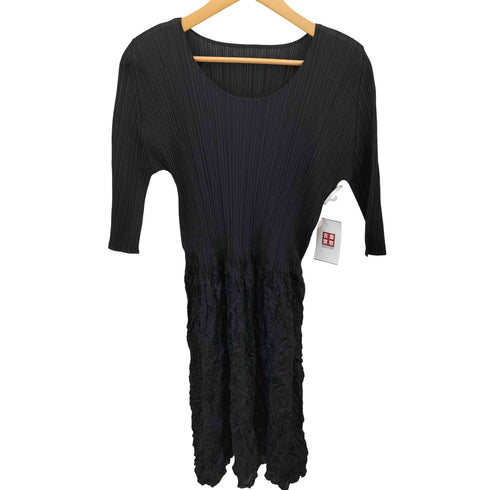 プリーツプリーズイッセイミヤケ PLEATS PLEASE ISSEY MIYAKE 22SS シワ加工 七分袖 プリーツワンピース レディース JPN:3