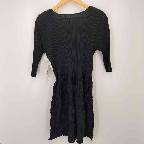 プリーツプリーズイッセイミヤケ PLEATS PLEASE ISSEY MIYAKE 22SS シワ加工 七分袖 プリーツワンピース レディース JPN:3