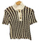 ザラ ZARA 編みデザイン ストライプ S/S ポロシャツ レディース import:S