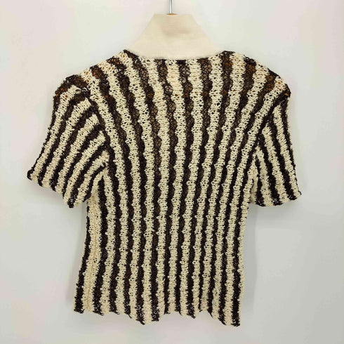 ザラ ZARA 編みデザイン ストライプ S/S ポロシャツ レディース import:S