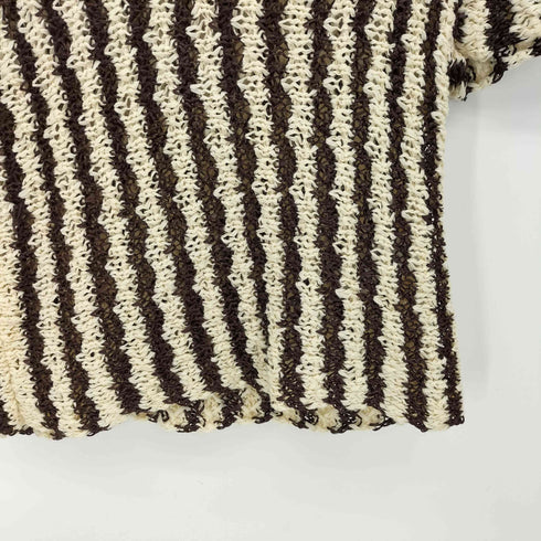 ザラ ZARA 編みデザイン ストライプ S/S ポロシャツ レディース import:S