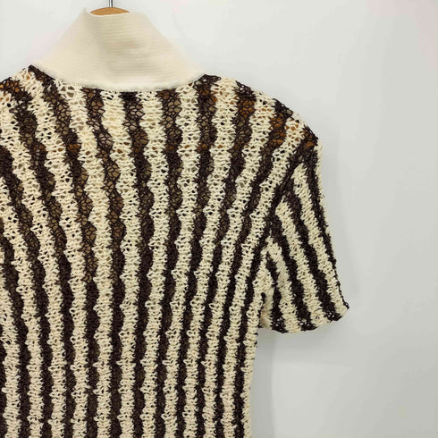 ザラ ZARA 編みデザイン ストライプ S/S ポロシャツ レディース import:S