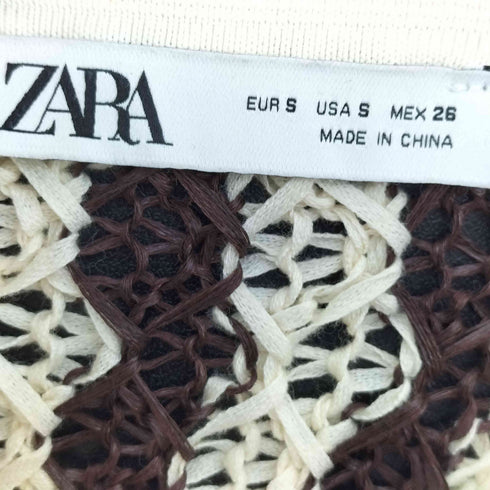 ザラ ZARA 編みデザイン ストライプ S/S ポロシャツ レディース import:S