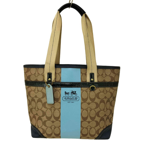 コーチ COACH センターライン ロゴ プリント 裏地チェック シグネチャー トート バッグ レディース