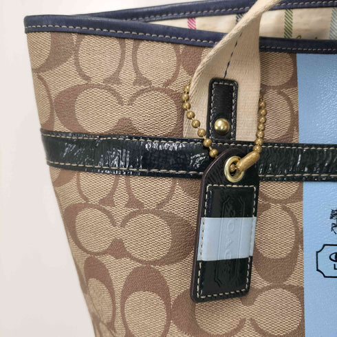 コーチ COACH センターライン ロゴ プリント 裏地チェック シグネチャー トート バッグ レディース