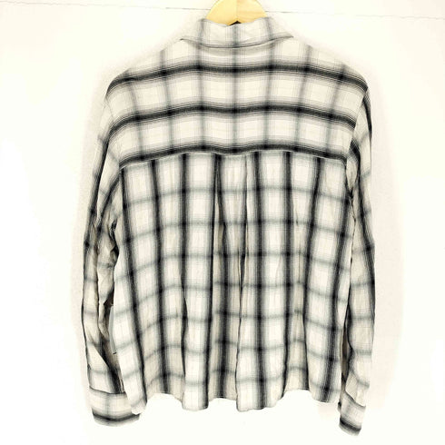 ザラ ZARA ラメ糸混レーヨンオンブレチェックシャツ レディース L