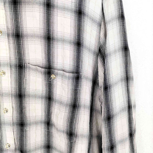 ザラ ZARA ラメ糸混レーヨンオンブレチェックシャツ レディース L