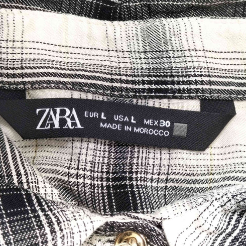 ザラ ZARA ラメ糸混レーヨンオンブレチェックシャツ レディース L