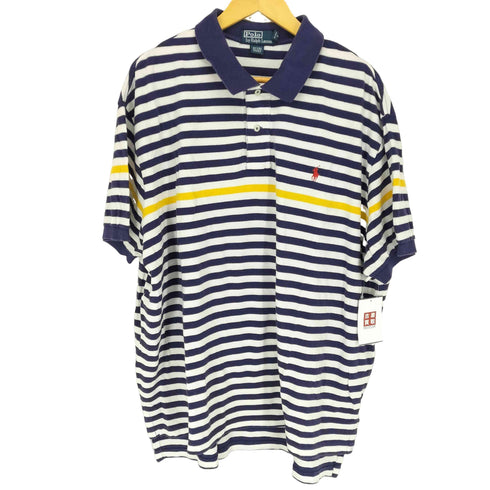 ポロバイラルフローレン Polo by RALPH LAUREN 90s ポニー刺繍ボーダー柄ポロシャツ メンズ JPN:XXL