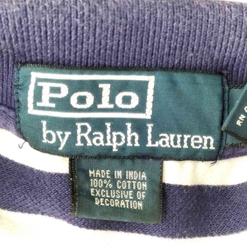 ポロバイラルフローレン Polo by RALPH LAUREN 90s ポニー刺繍ボーダー柄ポロシャツ メンズ JPN:XXL