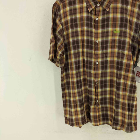 ステューシー Stussy 00S ワンポイントロゴ刺繍 S/S チェックシャツ メンズ JPN:XL