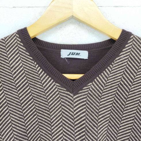 ジュンメン JUN MEN ヘリンボーン切替ウールVネックニット メンズ JPN:L