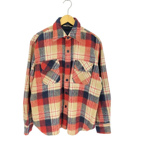 70-80S VAN CORT 台湾製 三角タグ ウール混 マドラスチェック フランネル シャツ メンズ import:M