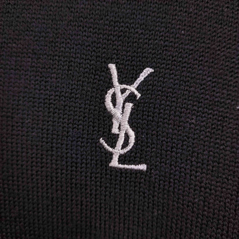 イヴサンローラン Yves Saint Laurent 90s ワンポイント刺繍 ウールニット ベスト メンズ JPN:M