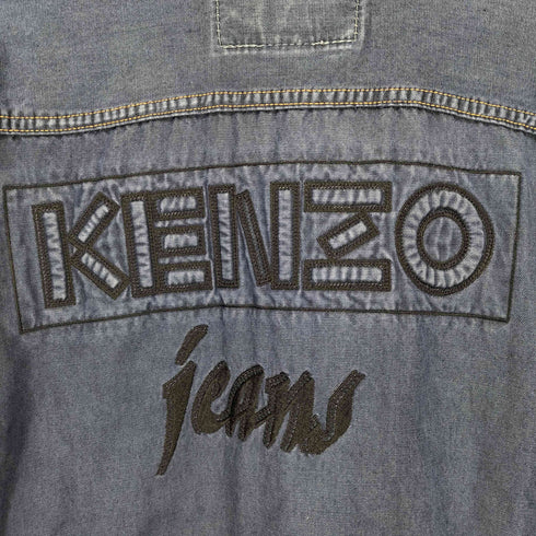 ケンゾージーンズ KENZO JEANS 90s 葛飾北斎タグ ロゴ刺繍 デニムシャンブレージャケット メンズ JPN:M